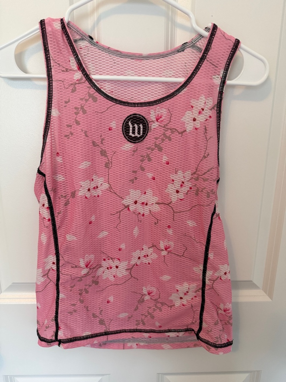 Wattie Ink Pink Floral Triathlon Run Tank with Center Logo